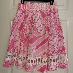 Lilly Pulitzer Pink Flamingo Embroidered Skirt
